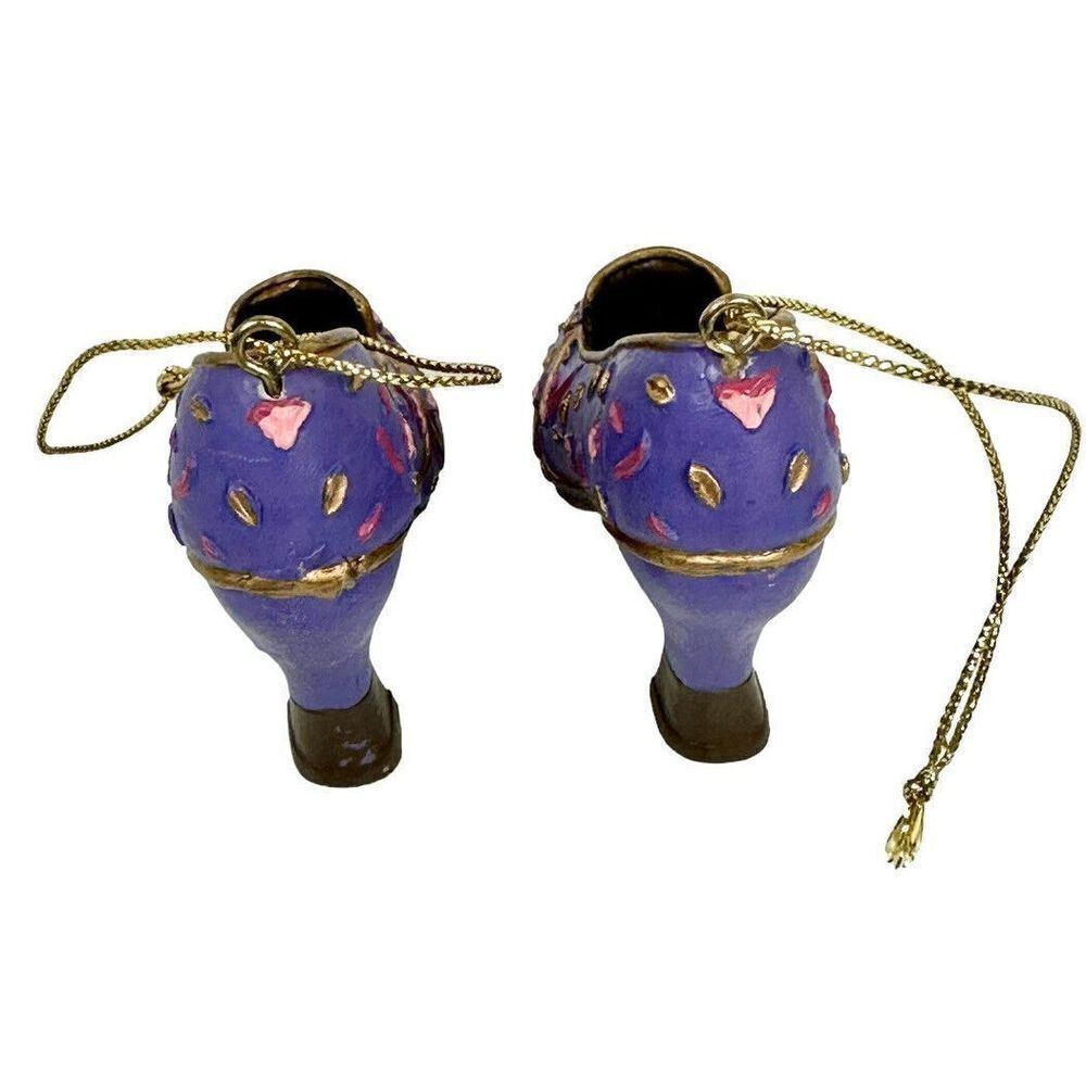 2 Vintage Victorian Pink Heeled Shoes Christmas Holiday Ornaments - Picture 4 of 6